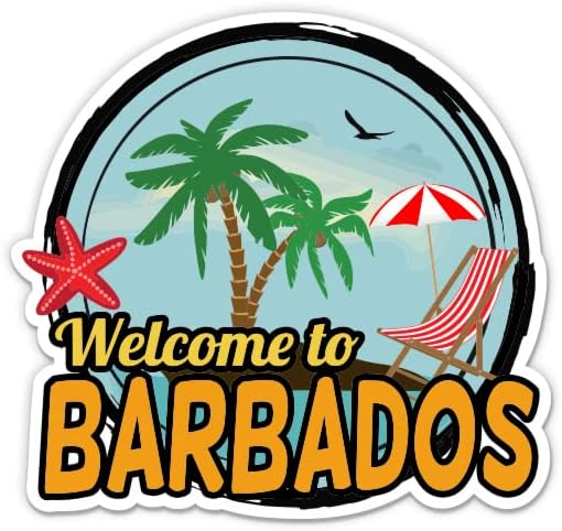 Bem -vindo a Barbados - Adesivo de Vinil de 3 - para laptop de carro para laptop Phone - Decalque à prova d'água