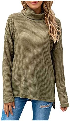 Camisolas para mulheres Casual Turtleneck Manga longa Sweter Sweater Solid Color Knit Pullover cair solto tops de jumper