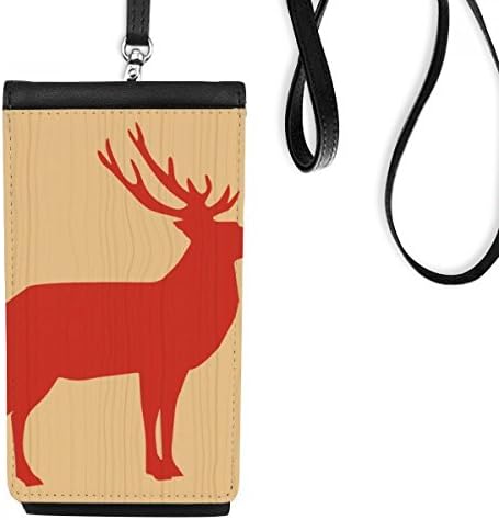 Veado animal animal de madeira vermelha bolsa de bolsa de carteira para celular pendurada em bolsa preta