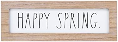 Rae Dunn Spring Decor Desk Sign - Decorações de primavera para casa e escritório - Decoração de mesa de sinal de primavera - decoração do manto da primavera e decorações de prateleira - decoração de madeira rústica de madeira para sala de jantar, lareira
