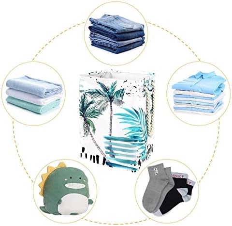 Inditocolor a aquarela azul Árvore de coco praia grande cesto de roupa de roupas prejudiciais à prova d'água para roupas para roupas