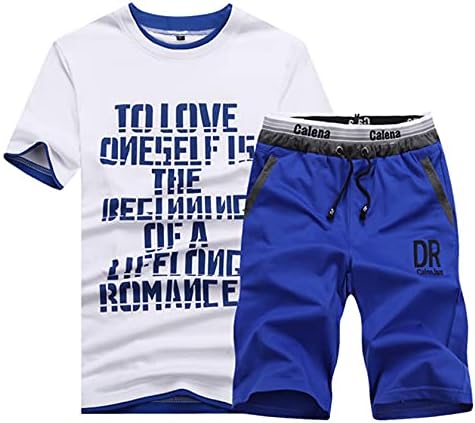 Conjunto de shorts masculinos de Morwenveo - 2 peças Roupfits Sport Definir camiseta de manga curta e traje shorts