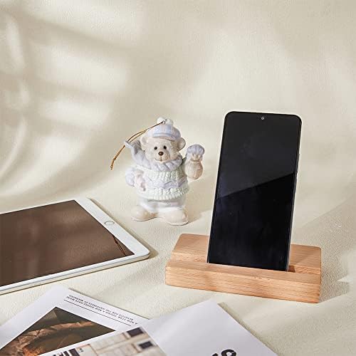 Hobbiesay 1pc retângulo de madeira para celular suporta burlywood computador de mesa de mesa stand de madeira suporte universal smartphone para todos os tipos de telefone
