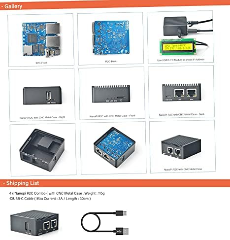 FriendlyElec Nanopi R2S Mini roteador de viagem portátil OpenWrt com portas Ethernet de GBPS dual 1 GB DDR4 com sede em RK3328 SOC para IoT NAS Smart Home Gateway
