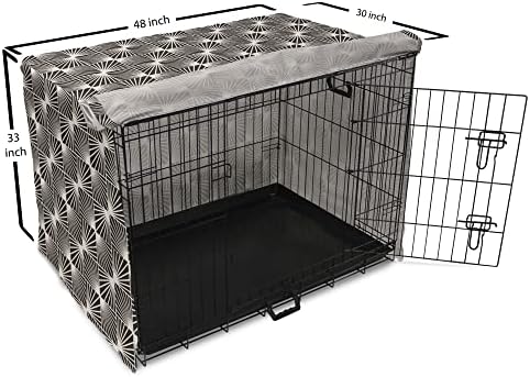Capa lunarable de caixa de cachorro quadriculada, moderna Lattice Pattern Mosaic Stripes Linhas de arte Ilustração geométrica impressa, capa de canil de estimação fácil de usar para cachorros de cachorros de cachorros, gatinhos, 48 ​​polegadas, branco preto branco