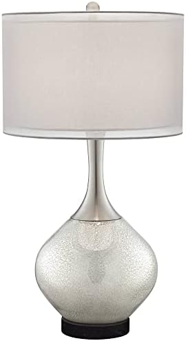 Possini Euro Design Swift Modern Table Lamp 30 1/2 de altura com riser preto redondo Riser Mercury Glass Chrom