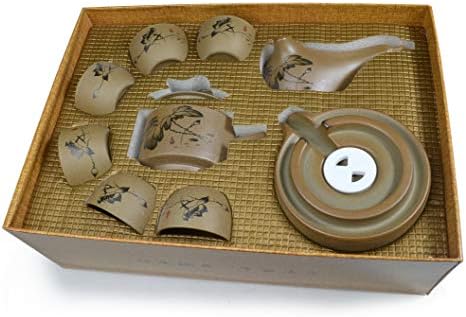 Conjunto de presentes de chá chinês de gongfu para design de lótus de pedra de lótus bule com 6 xícaras de cerimônia de chá de