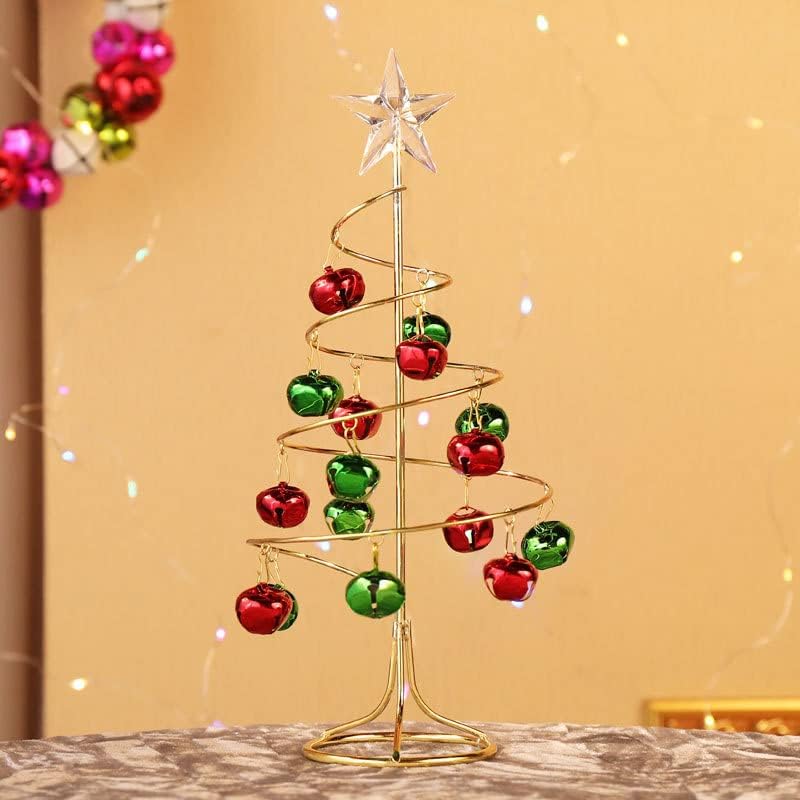 Qualidade de decoração de natal 9,8 * 26,5 cm Árvore de Natal em espiral de ferro com sino de sino mini de Natal da árvore de natal