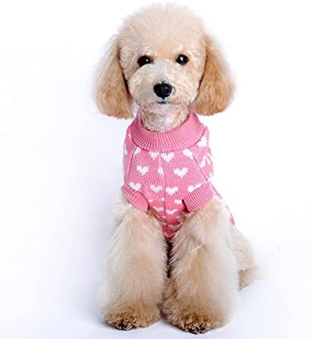 Suéteras de cachorro fabuloso coleira hole cão padrão de pet pêssego roupas de inverno suéter fofo e coração de outono gato