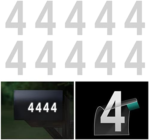 Números de caixa de correio refletivos de 2 polegadas para fora, 10 pcs número 2, adesivos numéricos com guia adesiva