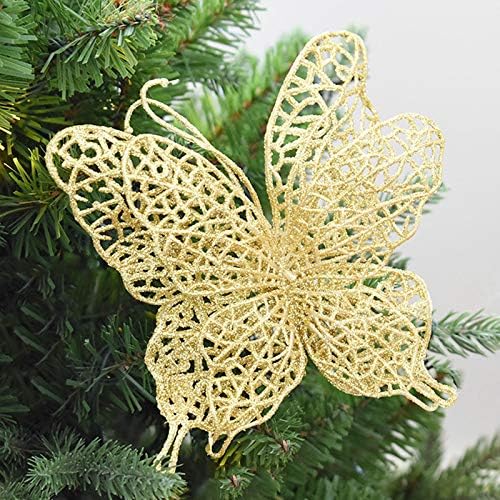 Okngr Glitter Ornamentos para a árvore de Natal, 30 PCs Diy Glitter Glitter Butterfly Ornamento Glitter Glitter