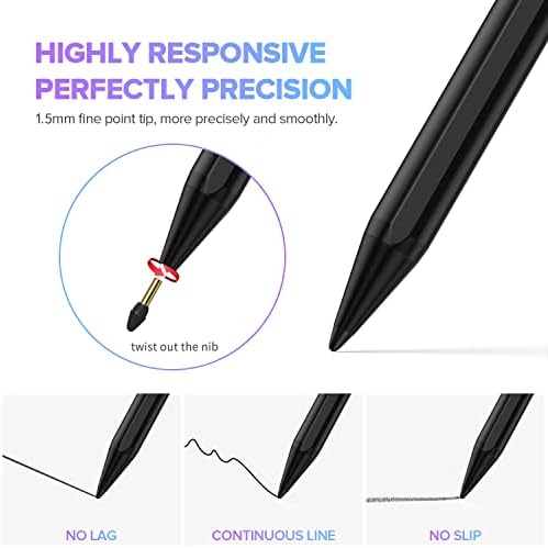 Caneta de caneta para iPad 9 e 10ª geração-2x de carga rápida compatível com lápis ativo com 2018-2023 Apple iPad Pro11 e 12,9 polegadas,