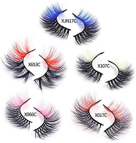 Terbklf Butterfly chicotes arco -íris salpicações falsas cílios falsos, 20mm Made 3d Faux Mink Hair Wispy Gluffy Lash para cílios