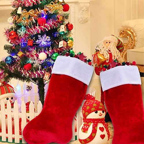 PORRUNNY 35 polegadas Jumbo sentiu meias de Natal de Natal personalizado para férias de férias em família lareira de festa de festa pendurada para crianças de família