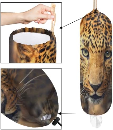 Plástico Saco de sacola pendurada Os leopardos de animais organizadores de bolsa de cozinha de cozinha armazenamento/lixo saco de sacos de sacos de lixo Distribuidor de sacos de lixo para a fazenda Decoração de casa de cozinha