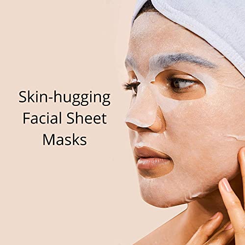 Máscara facial Rael Cuidados com a pele, máscaras faciais de colágeno - máscara de lençol facial de bambu com essência de colágeno e extratos de frutas, todos os tipos de pele, nutritivo e hidratante
