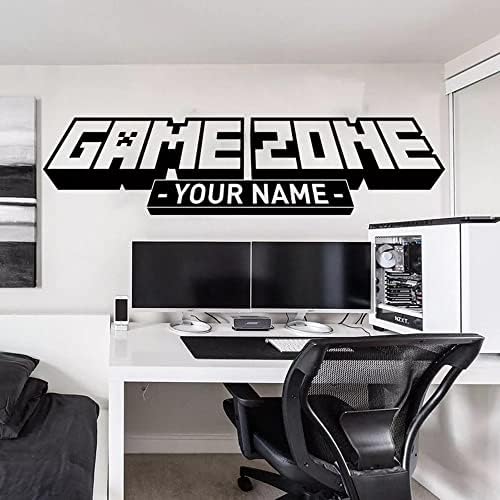 Ihisane Nome personalizado Game Zone Wall Decal da sala de jogos personalizada Jogador Xbox PS Sticker Wall Gameroom Teen Vinyl Home Decor 56x14cm