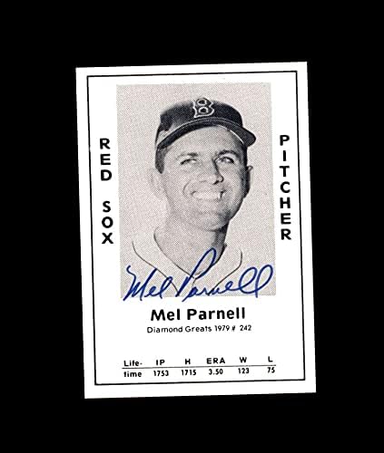 Mel Parnell assinou 1979 Diamond Greats Boston Red Sox Autograph