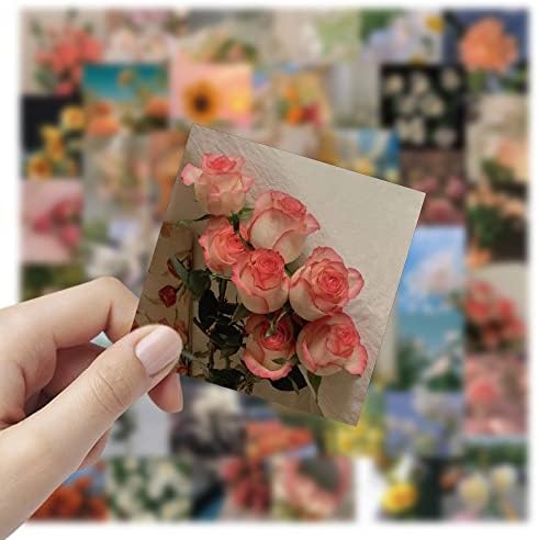 100 PCS Adesivos de paisagem floral, etiqueta vintage Removável adesivos de vinil para laptop adolescente Decorações de bagagem