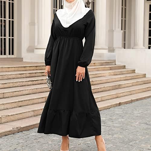 Vestido islâmico de túnica para mulheres, senhoras vestidos muçulmanos