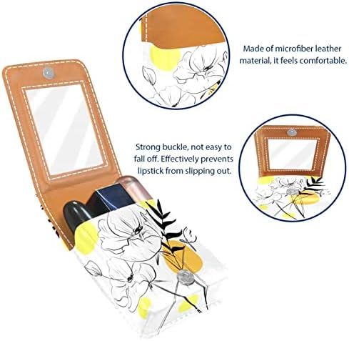Bolsa de batom de batom de maquiagem de oryuekan com espelho portátil de armazenamento de armazenamento portátil de armazenamento de armazenamento de brilho labial, floresteira pastorável simples padrão moderno