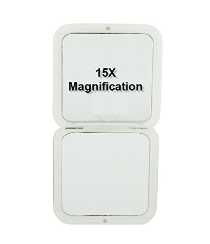 Skön Lifestyle - Missy 15x/1x espelho compacto pessoal - poderosa ampliação de 15x e espelho tradicional 1x, abertura completa de 180 graus, Open Magnetic e Close sem esforço - ouro metálico