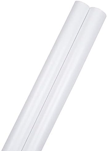Jam Paper Gift Wrap - Papel de embrulho brilhante - 50 pés quadrados total - branco - 2 rolos/pacote