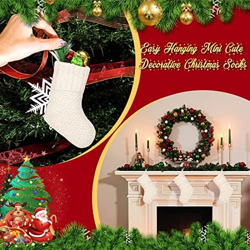 Zubebe 24 PCs 7 polegadas Knit Christmas Meias de Natal Mini meias