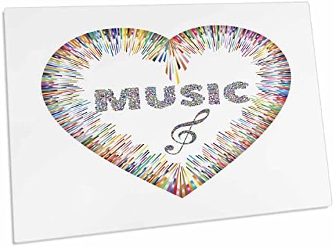 Música 3drose - Imagem de cor de coração com música brilhante - Música de mesa - Mat de tapetes de lugar
