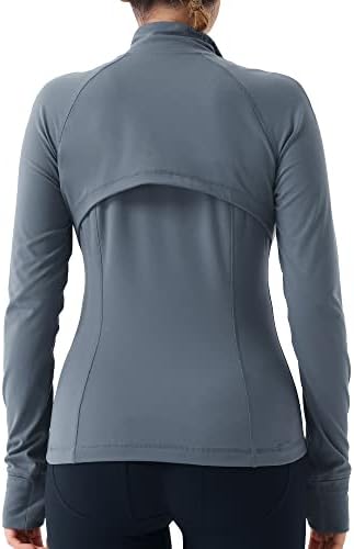 Jaquetas de corrida de sujopy para mulheres, com zípeira full slim fit workout jacket