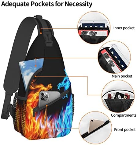 Fire Water Dragon Sling Bag Crossbody Travel Hucking Backpack Daypack For Mull Men Unisex ， Sacos de peito de ombro academia
