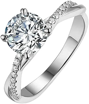 Anel de casamento Tuu, mulheres 925 Sterling Silver Gold Ring White Rhinestone Promise Ring Engagement Anniversary Jóias Tamanho