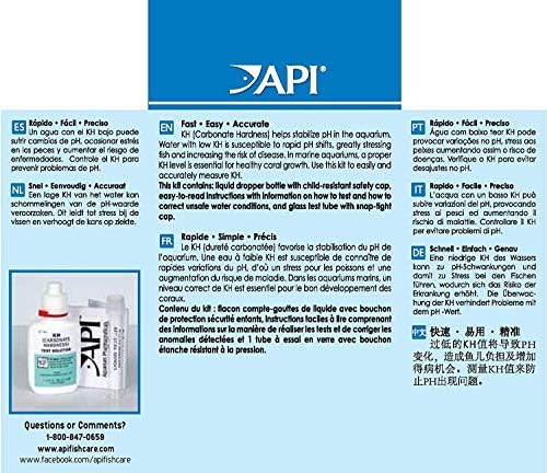 API 3 pacote de kits de teste de carbonato KH para aquários frescos e de água salgada