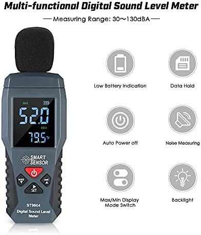 UoeidoB mini -som digital Medidor de ruído LCD Medição de medição de medição de medição de instrumento de decibel testador