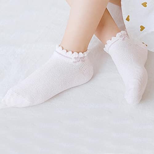 Looching 5 pack meninas meninas Mesh meias finas algodão de algodão de baixo corte de crianças sem show meias tornozelo 1-12t branco macio/multicolor