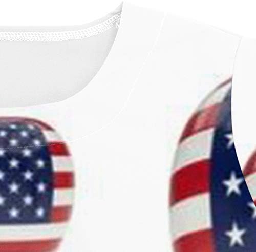 4 de julho Tshirt para mulheres American Flag Summer Summer Sleeve Camisetas em V de 2 bolos de 2 bolsos Casual Workwear