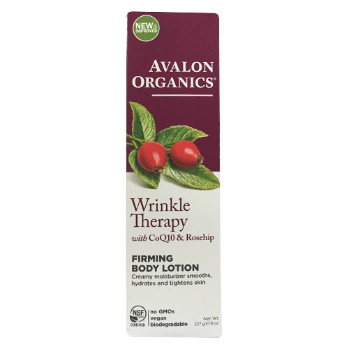 Terapia com rugas de Avalon Organics com Coq10 e Rose- Hip Firming Loção, 8 onças