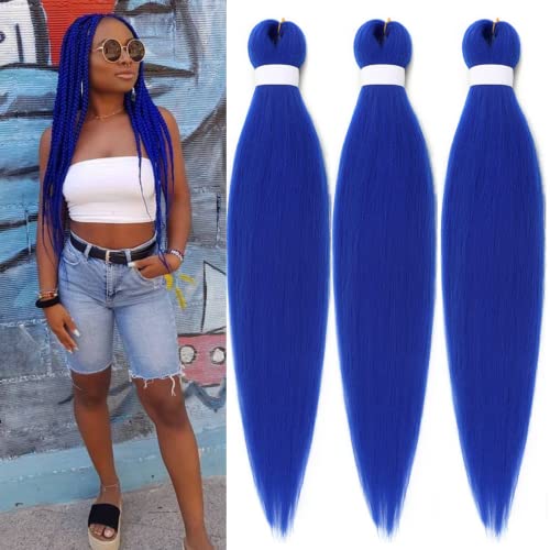 Cabelo de trança azul Presente de cabelos esticados para cabelos Kanekalon Bails Hair