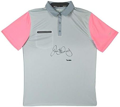 Rory McIlroy assinou a camisa de golfe cinza /rosa pólo -pólo