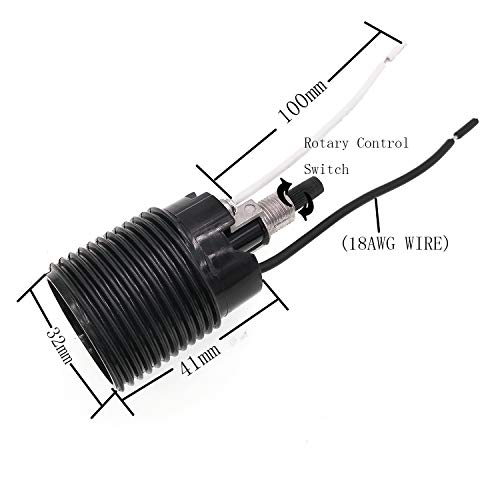 Soquete de acessório de base média e rosqueada fenólica com fio de 10 cm, twdrtdd US e26 lâmpada de lâmpada padrão