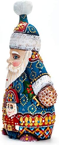 Papai Noel de 220 mm com a madeira esculpida em madeira esculpida, estatueta colecionável à mão