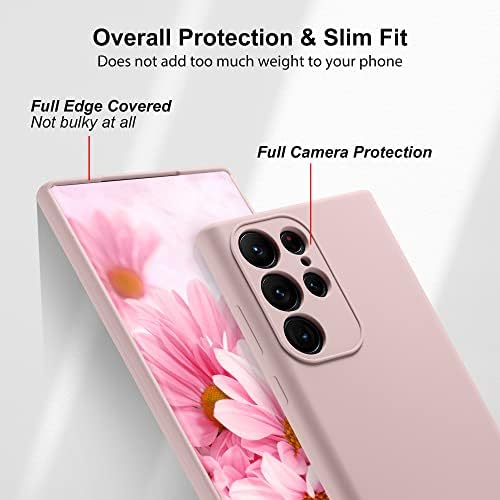 Varikke Samsung Galaxy S23 Ultra Caso Silicone líquido, silicone Galaxy S23 Ultra Caso com proteção de lente de câmera completa, capa de telefone de proteção à prova de choques fofa para Samsung S23 Ultra, Pink