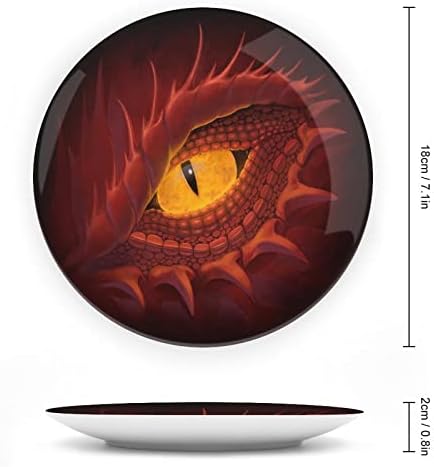 Olho amarelo de dragão vermelho osso de cerâmica porcelana placas decorativas com ornamentos pendurados pratos de jantar