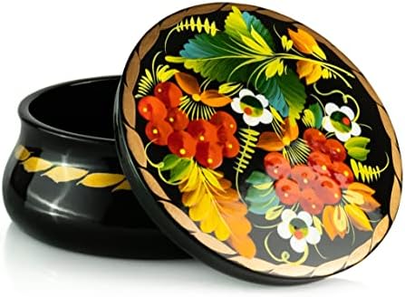 Criações UA Caixa de laca decorativa com decoração floral pintada à mão para jóias, bugigangas, lembranças e pequenos presentes