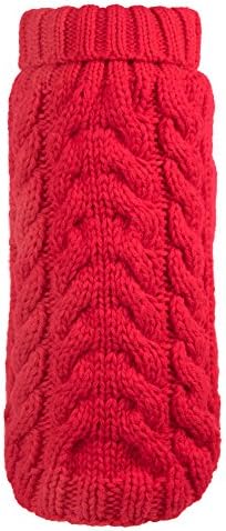 O digno suéter de gola alta com malha de cachorro com rolo de rolo de rolo fofo, macio, confortável, quente e frio, roupas de inverno cães - Red -2s