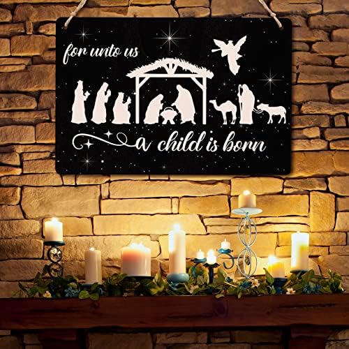 Natal Jesus Wood Sign para nós para nós uma criança nasce da porta natividade Decorações de madeira Decorações de madeira rústica