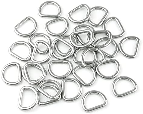 Hamineler 30pcs de 3 mm de espessura em aço inoxidável D-anéis d metal anel D para sacos de hardware Trelo de cachorro de anel,