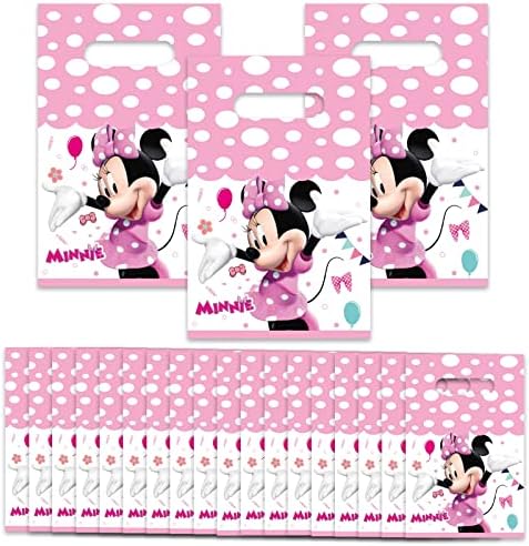 30 PCs Minnie Birthday Decorações de Goodie Bolsas de Goodie de Mouse Rosa para Bolsa de Goodie para material de festa com tema de rato rosa