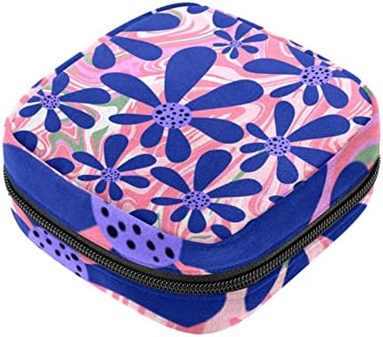 Bolsa de armazenamento de guardanapos sanitários de Oryuekan, bolsas de zíper menstrual reutilizável portátil, bolsa de armazenamento de tampões para mulheres meninas, flor de floral roxa