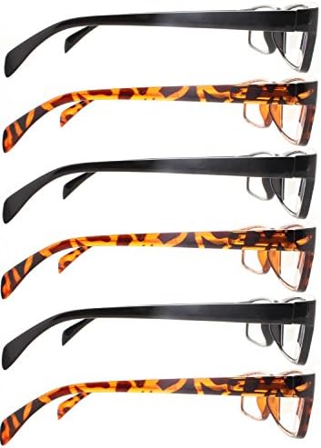 Fiore Reading Glasses 1.00 | 6 Leitores de embalagem para homens e mulheres [6 Pack Black, 1,00]